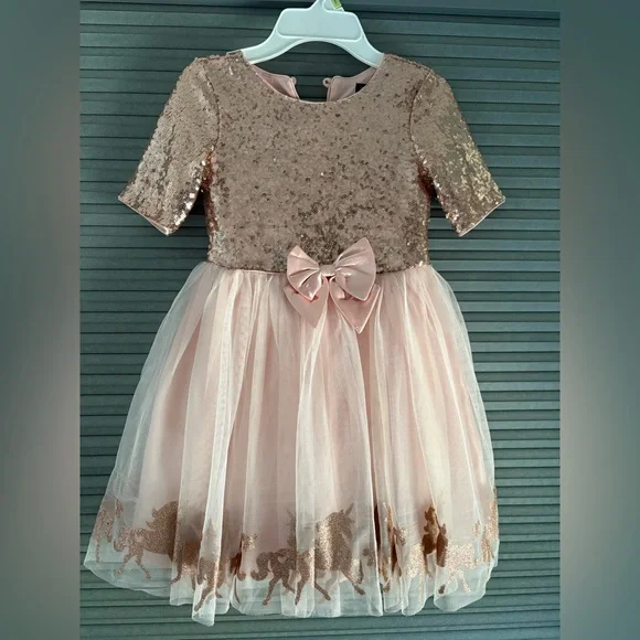 Zunie Gold Sequin Unicorn Dress